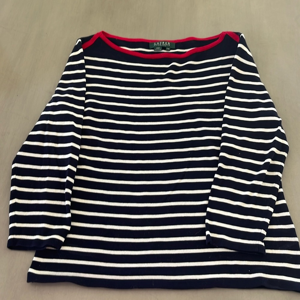Ralph Lauren navy/ cream stripe sweater